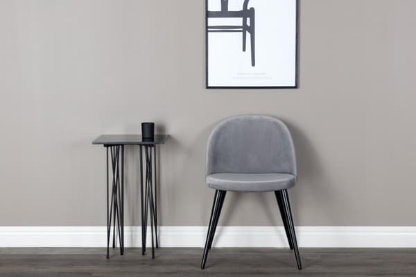 FURNLUX RUOKASALIN TUOLI SAMETTI HARMAA & MUSTA 50CM