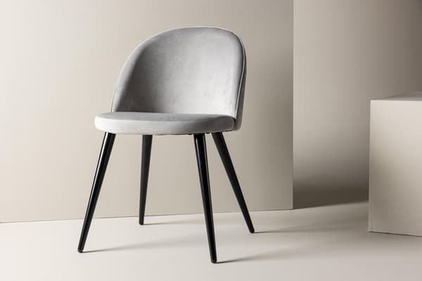 FURNLUX RUOKASALIN TUOLI SAMETTI HARMAA & MUSTA 50CM