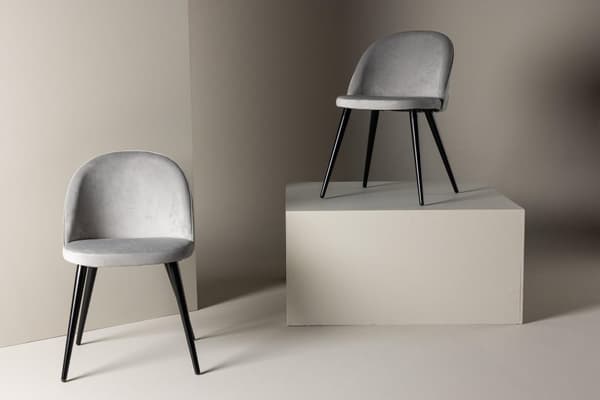 FURNLUX RUOKASALIN TUOLI SAMETTI HARMAA & MUSTA 50CM
