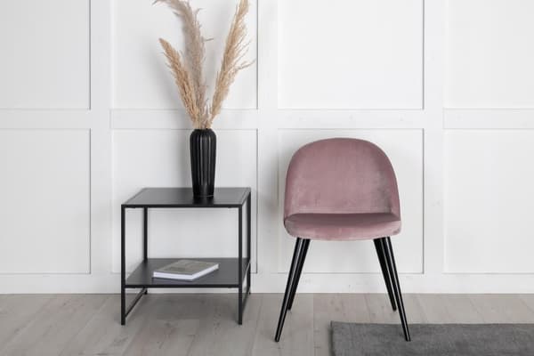 FURNLUX RUOKASALIN TUOLI SAMETTI VANHA VAALEANPUNAINEN & MUSTA 50CM