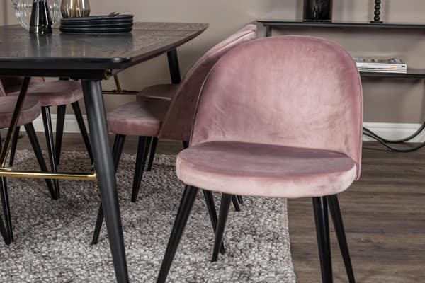 FURNLUX RUOKASALIN TUOLI SAMETTI VANHA VAALEANPUNAINEN & MUSTA 50CM