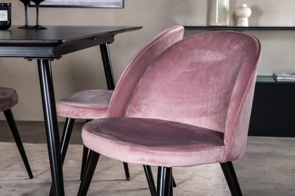 FURNLUX RUOKASALIN TUOLI SAMETTI VANHA VAALEANPUNAINEN & MUSTA 50CM