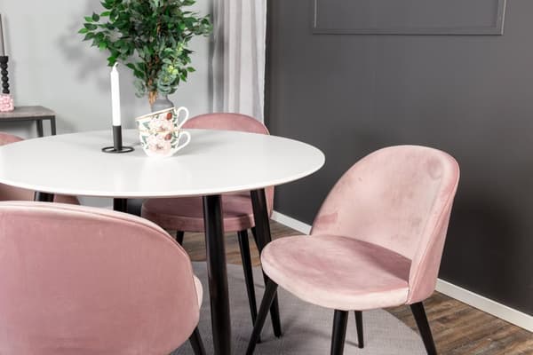 FURNLUX RUOKASALIN TUOLI SAMETTI VANHA VAALEANPUNAINEN & MUSTA 50CM