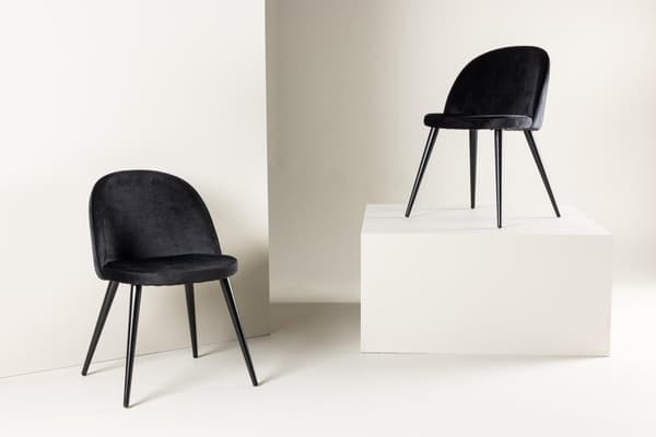 FURNLUX RUOKASALIN TUOLI SAMETTI MUSTA 50CM