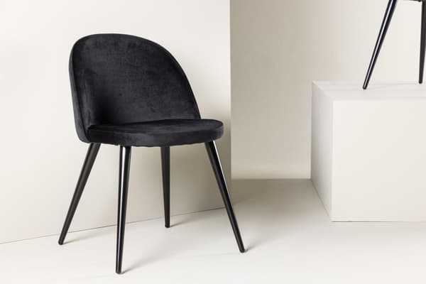 FURNLUX RUOKASALIN TUOLI SAMETTI MUSTA 50CM