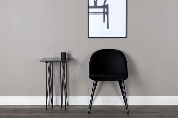 FURNLUX RUOKASALIN TUOLI SAMETTI MUSTA 50CM