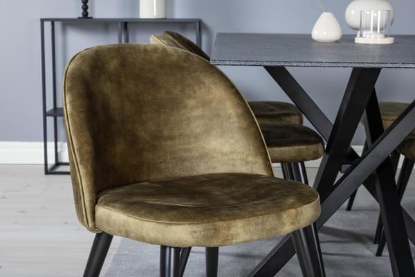FURNLUX RUOKASALIN TUOLI SAMETTI VIHREÄ & MUSTA 50CM