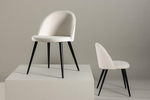 FURNLUX RUOKASALIN TUOLI SAMETTI CREME & MUSTA 50CM