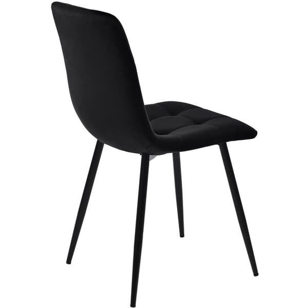 Spisebordsstole 4-pak – Sort fløjl med ryglæn og metalben – Elegante og komfortable stole til spisestue, stue og køkken