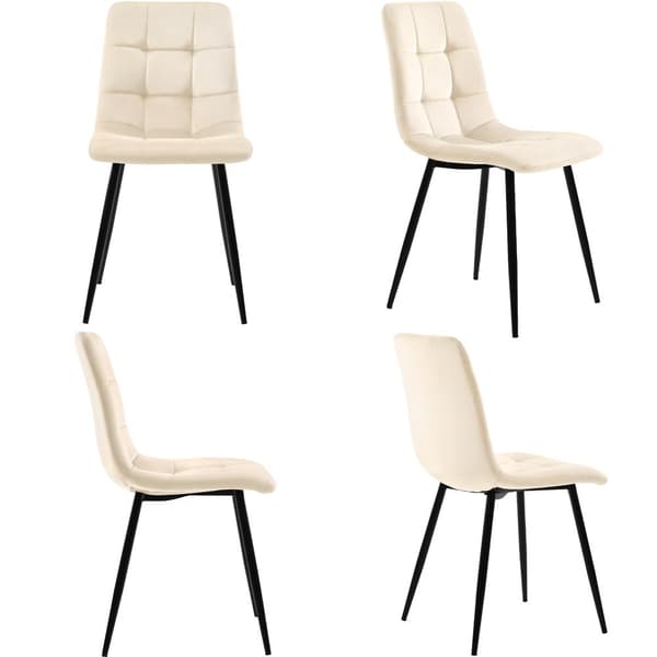 Matstolar 4-pack – Beige sammet med ryggstöd och metallben – Eleganta och bekväma stolar för matsal, kök och vardagsrum