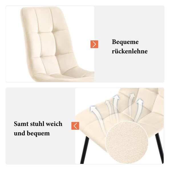 Matstolar 4-pack – Beige sammet med ryggstöd och metallben – Eleganta och bekväma stolar för matsal, kök och vardagsrum