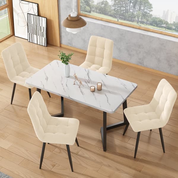 Matstolar 4-pack – Beige sammet med ryggstöd och metallben – Eleganta och bekväma stolar för matsal, kök och vardagsrum