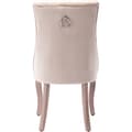 Miniatyrbillede 9 af 11: Spisebordsstole 6-pak – Beige velour med høj ryg og knappolstring – Elegante stole med massive træben