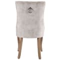 Miniatyrbillede 9 af 11: Stole 2-pak – Lys beige velour med høj ryg og knappolstring – Elegante spisebordsstole med massive træben
