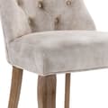 Miniatyrbillede 10 af 11: Stole 2-pak – Lys beige velour med høj ryg og knappolstring – Elegante spisebordsstole med massive træben