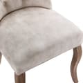 Miniatyrbillede 11 af 11: Stole 2-pak – Lys beige velour med høj ryg og knappolstring – Elegante spisebordsstole med massive træben