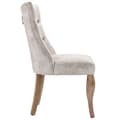 Miniatyrbillede 8 af 11: 4-pak massive beige velourstole med høj ryg og knappolstring – Elegante spisebordsstole med ben i massivt træ