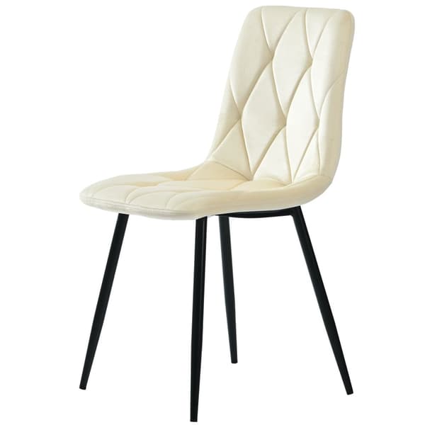 4-pak spisebordsstole i beige twill velour – polstrede stole med ryglæn og metalben