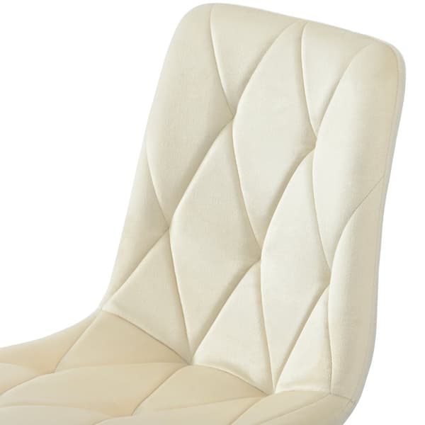 4-pak spisebordsstole i beige twill velour – polstrede stole med ryglæn og metalben