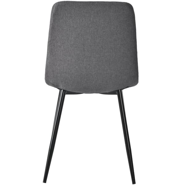4-pack matstolar i mörkgrått twill-linne – stoppade stolar med ryggstöd och metallben