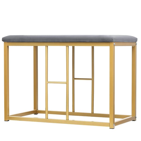 Matgrupp med bord och 6 pallar – Modernt köksbordset i vit och guld med stålram, 1 bord (140×70×76 cm), 4 små och 2 stora pallar