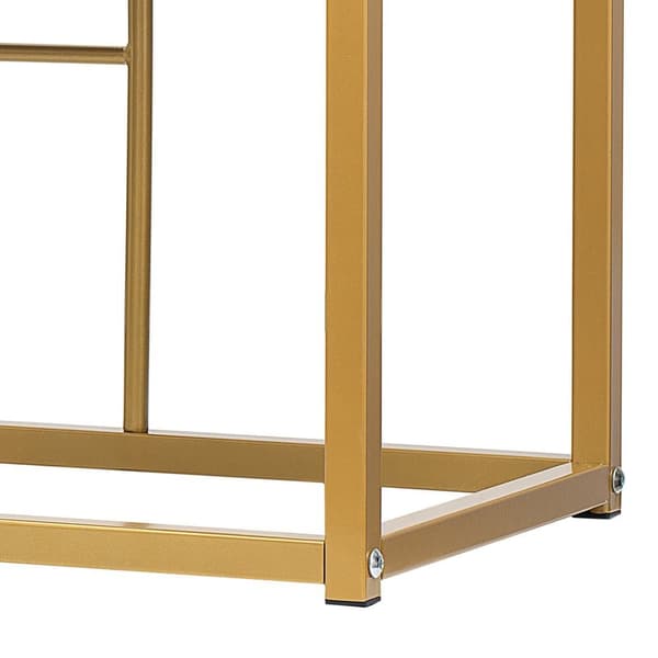 Matgrupp med bord och 6 pallar – Modernt köksbordset i vit och guld med stålram, 1 bord (140×70×76 cm), 4 små och 2 stora pallar