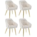 Miniatyrbillede 3 af 11: 4-pak Beige Velour Stole med Armlæn – Elegante spisebordsstole med ryglæn, metalben og justerbare forben til køkken eller stue