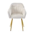 Miniatyrbillede 4 af 11: 4-pak Beige Velour Stole med Armlæn – Elegante spisebordsstole med ryglæn, metalben og justerbare forben til køkken eller stue