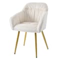 Miniatyrbillede 6 af 11: 4-pak Beige Velour Stole med Armlæn – Elegante spisebordsstole med ryglæn, metalben og justerbare forben til køkken eller stue