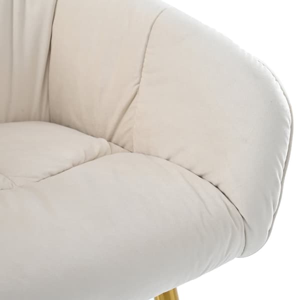 4-pak Beige Velour Stole med Armlæn – Elegante spisebordsstole med ryglæn, metalben og justerbare forben til køkken eller stue