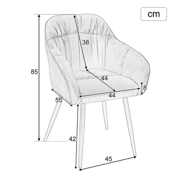 4-pak Beige Velour Stole med Armlæn – Elegante spisebordsstole med ryglæn, metalben og justerbare forben til køkken eller stue