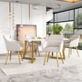 Miniatyrbillede 1 af 11: 4-pak Beige Velour Stole med Armlæn – Elegante spisebordsstole med ryglæn, metalben og justerbare forben til køkken eller stue
