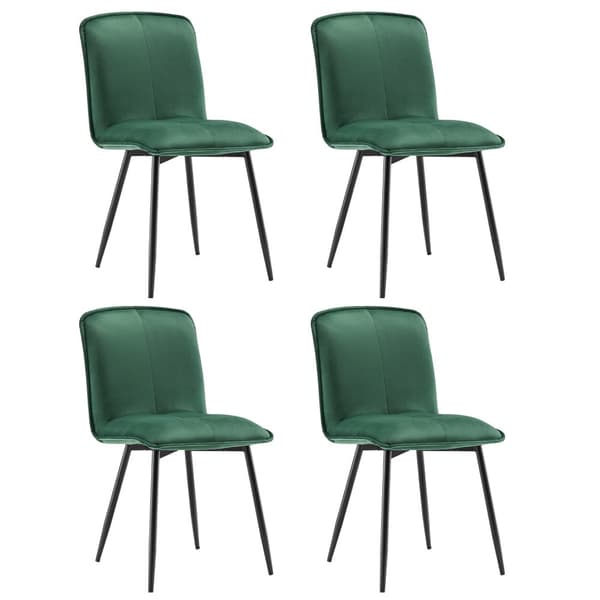 4-pack mörkgröna sammetsstolar med ryggstöd – Ergonomiska matstolar i metall med vadderad sits