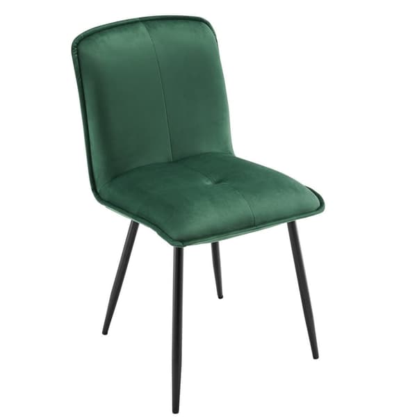4-pack mörkgröna sammetsstolar med ryggstöd – Ergonomiska matstolar i metall med vadderad sits