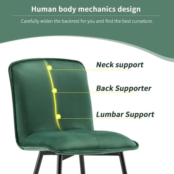 4-pack mörkgröna sammetsstolar med ryggstöd – Ergonomiska matstolar i metall med vadderad sits