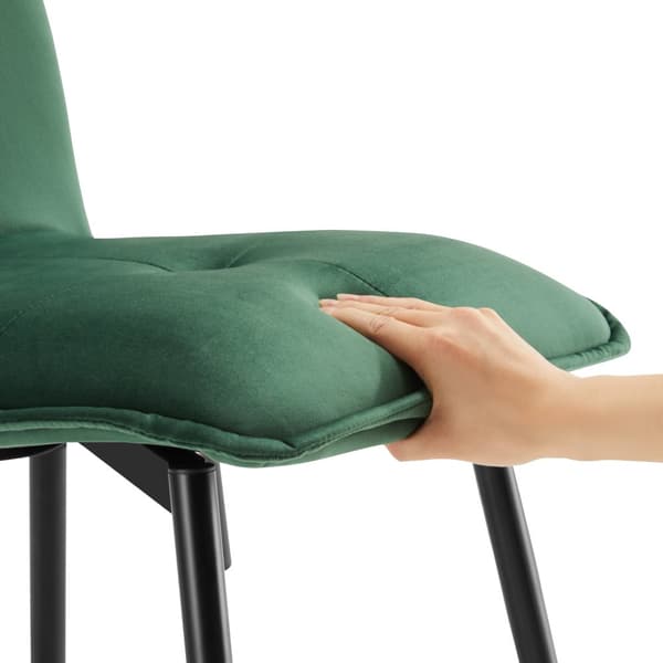 4-pack mörkgröna sammetsstolar med ryggstöd – Ergonomiska matstolar i metall med vadderad sits