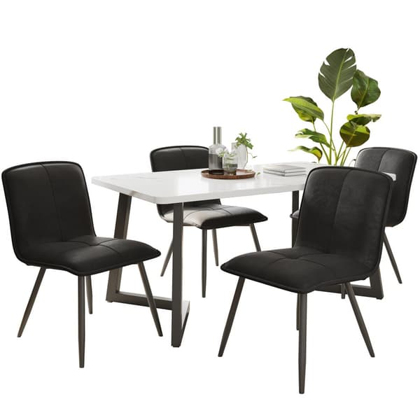4-pack svarta sammetsstolar med ryggstöd – Ergonomiska köksstolar med vadderad sits och metallben