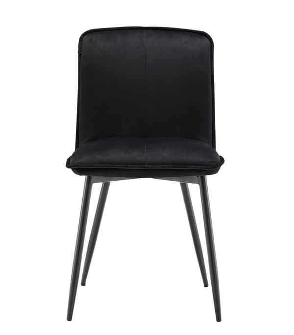 4-pack svarta sammetsstolar med ryggstöd – Ergonomiska köksstolar med vadderad sits och metallben