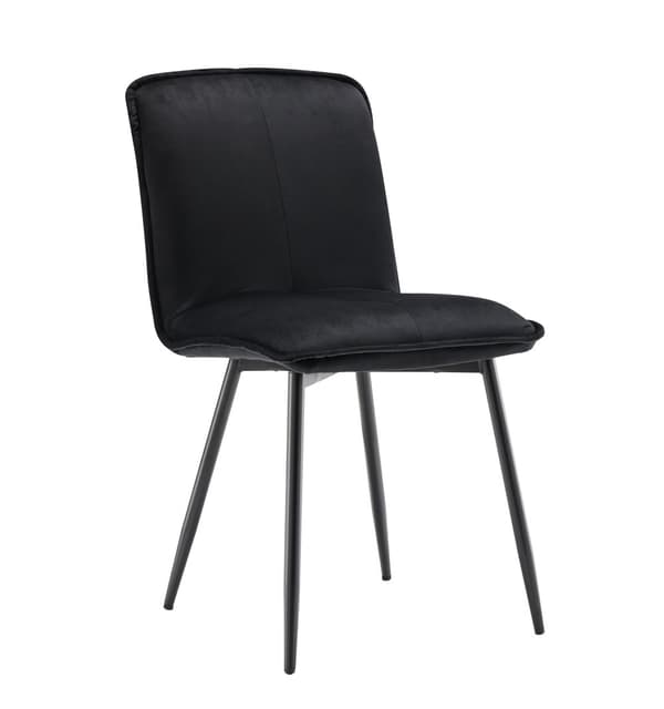 4-pack svarta sammetsstolar med ryggstöd – Ergonomiska köksstolar med vadderad sits och metallben