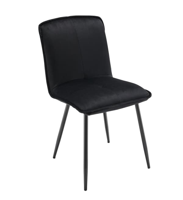 4-pack svarta sammetsstolar med ryggstöd – Ergonomiska köksstolar med vadderad sits och metallben