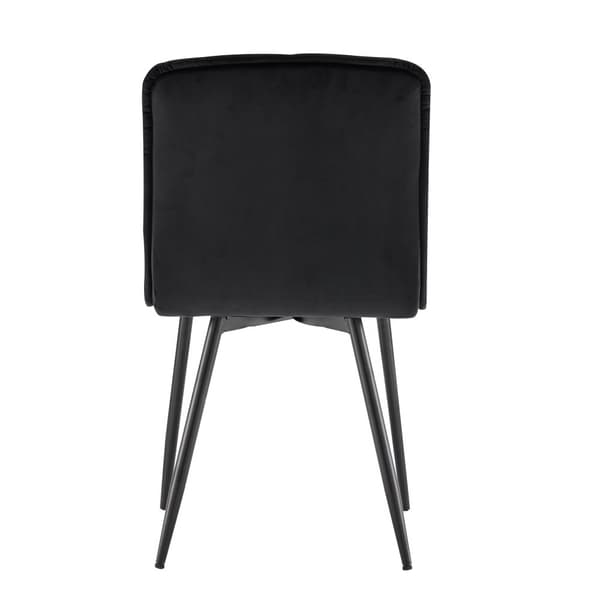 4-pack svarta sammetsstolar med ryggstöd – Ergonomiska köksstolar med vadderad sits och metallben