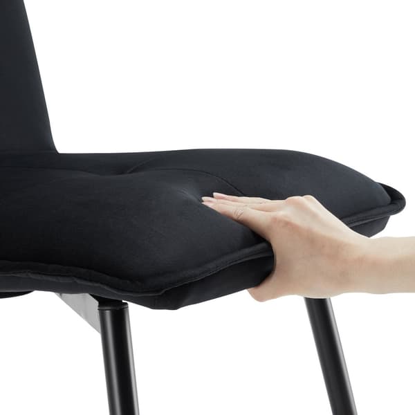 4-pack svarta sammetsstolar med ryggstöd – Ergonomiska köksstolar med vadderad sits och metallben