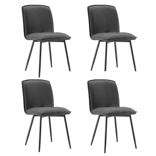 4-pak grå hør spisebordsstole med ryglæn – ergonomiske køkkenstole med metalstel
