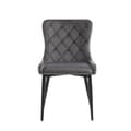 Miniatyrbillede 4 af 11: 4 stk. spisebordsstole med ryglæn – køkkenstole i velour med ergonomisk design, mørkegråt sæde, sorte metalben
