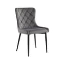 Miniatyrbillede 6 af 11: 4 stk. spisebordsstole med ryglæn – køkkenstole i velour med ergonomisk design, mørkegråt sæde, sorte metalben