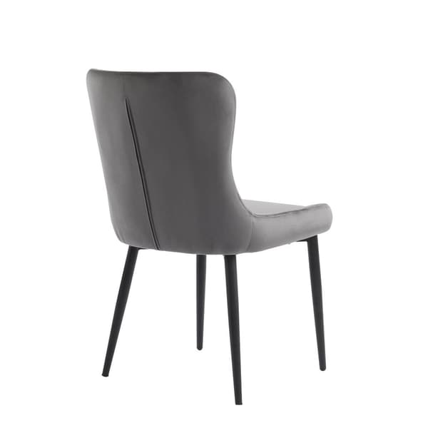 4 stk. spisebordsstole med ryglæn – køkkenstole i velour med ergonomisk design, mørkegråt sæde, sorte metalben