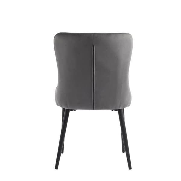 4 stk. spisebordsstole med ryglæn – køkkenstole i velour med ergonomisk design, mørkegråt sæde, sorte metalben
