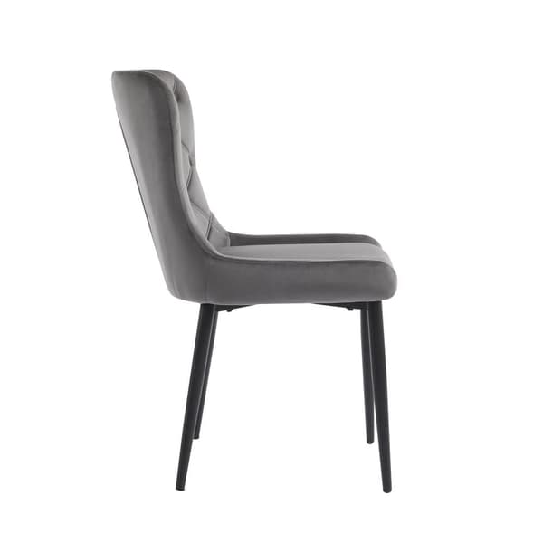 6-pak spisebordsstole med ryglæn – ergonomiske køkkenstole i mørkegråt velour med sorte metalben
