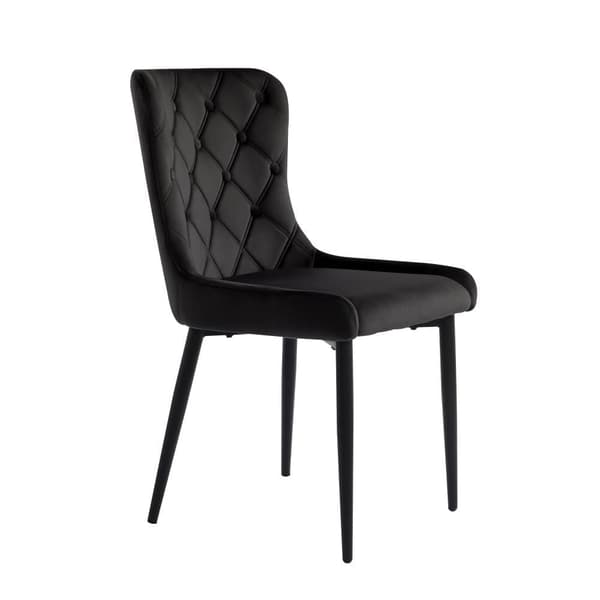 4-pak spisebordsstole med ryglæn – sorte fløjlskøkkenstole med ergonomisk design og metalben