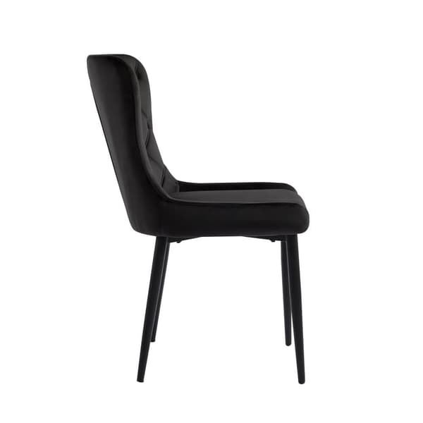 4-pak spisebordsstole med ryglæn – sorte fløjlskøkkenstole med ergonomisk design og metalben